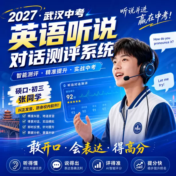 武汉中考英语人机对话高频听力关键词硚口&middot;初三张同学（纠正发音，跻身校内前列）